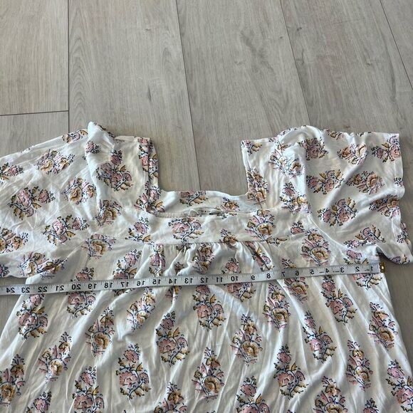 LUCKY BRAND Women's White Square Neck Floral Print Short Sleeve Top size 2XL - Picture 3 of 6